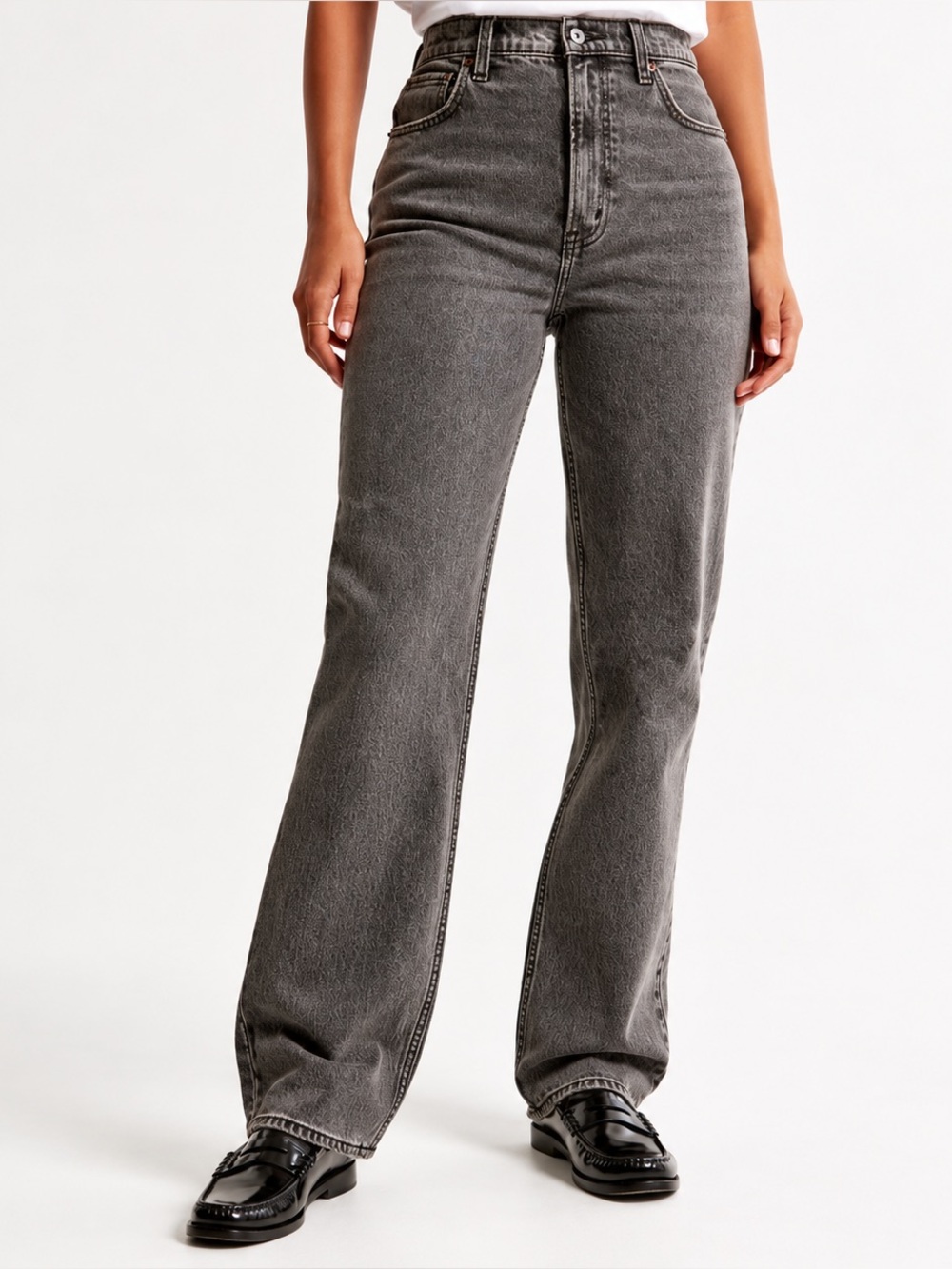 Abercrombie & Fitch The 90’s Straight Ultra High Rise Jeans In Washed Grey
